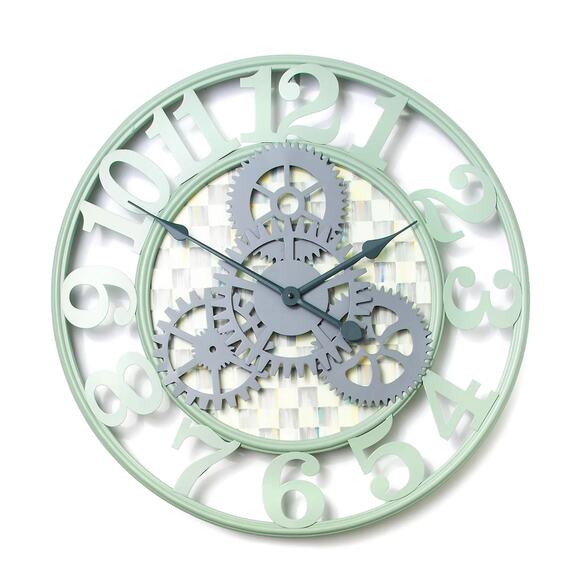 Mackenzie Childs Sterling Check Large Farmhouse Wall Clock 30in NEW - Picture 1 of 3